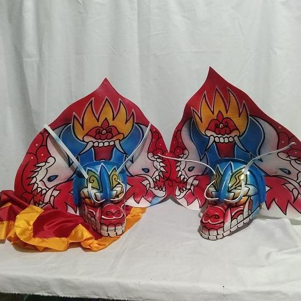 Caplokan Barongan Reog Devil Brush Mainan Anak Bahan Spon dan Kayu Ukuran Besar 45cm x 55cm Model Ke