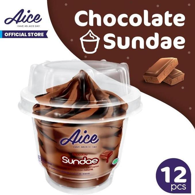 Paket Aice Ice Cream Chocolate Sundae Cup Es Krim (Isi 12 Pcs)