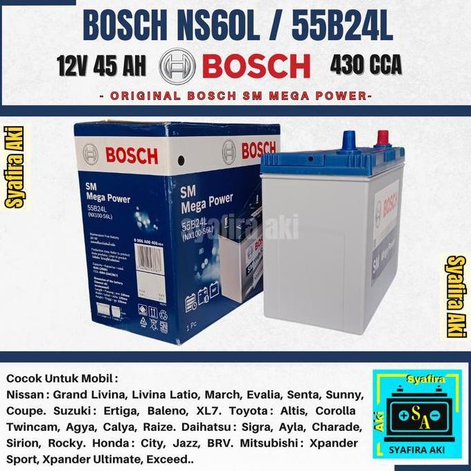 Sale Aki Mobil Suzuki Ertiga, Baleno, Xl7 Bosch Ns60L Aki Kering 12V / 45 Ah