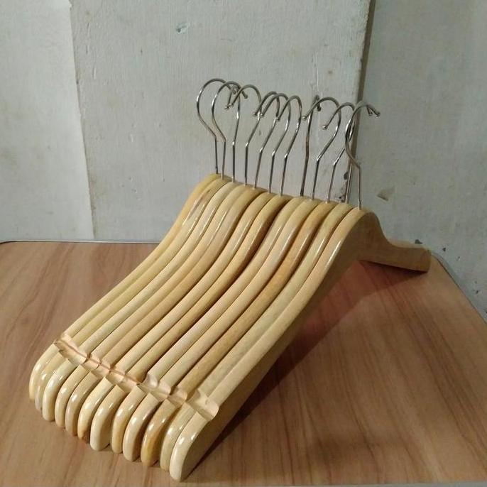 Hanger Kayu Dewasa Natural Harga 1Lusin