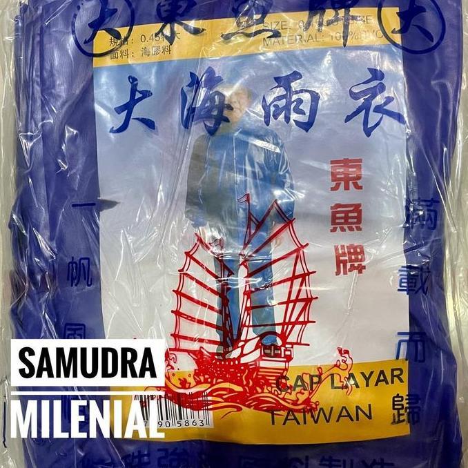 NEW JAS HUJAN MANTEL TEBAL IMPOR TAIWAN NELAYAN CAP KAPAL LAYAR ORI