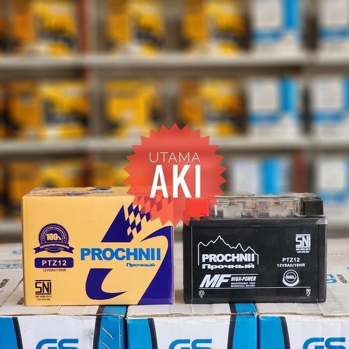 BEBAS ONGKIR - AKI MOTOR KERING PROCHNII PTZ12 (YTX9) 8AH NINJA  HAYABUSA BANDIT