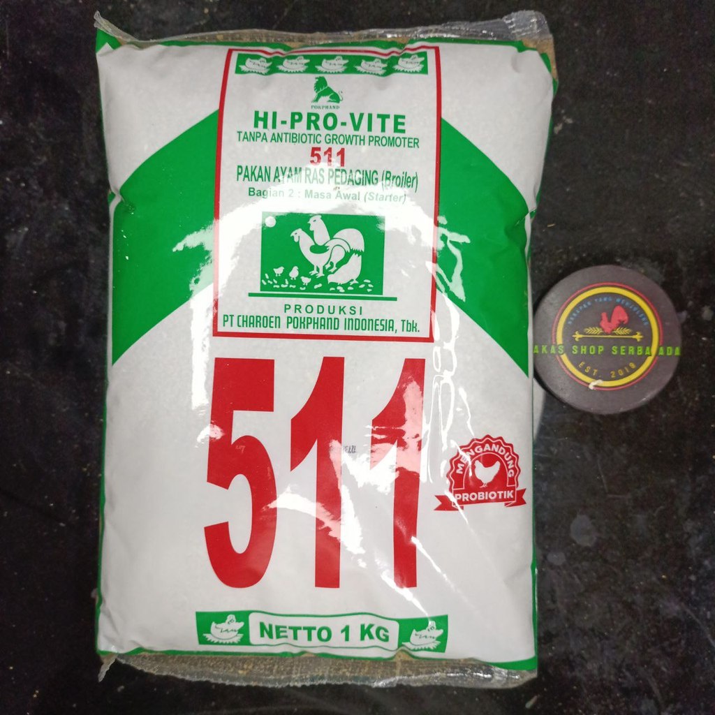 Voer Pur Poer Pakan Ayam Pedaging 511 CP511 Pokphand kemasan pabrik 1 kg