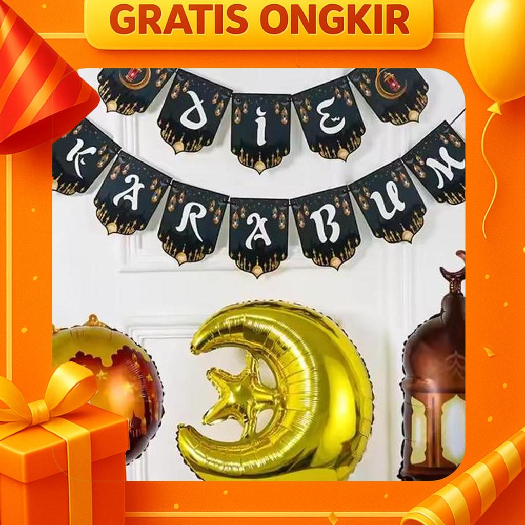 18 Inch Balon Foil Ramadan Balon Bulan Bintang Bulan Sabit Balon Kubah Masjid Hiasan Dekorasi