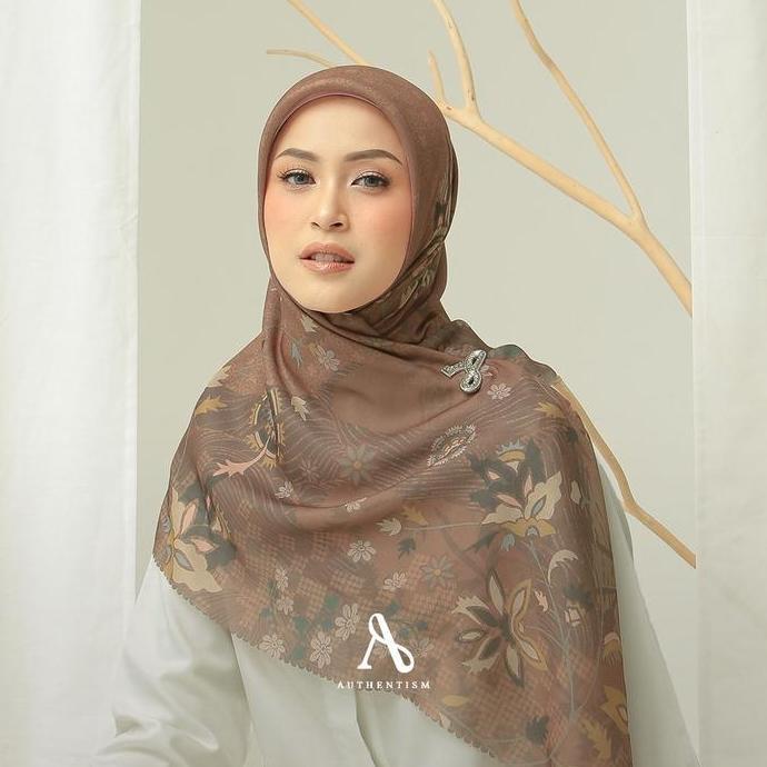 Promo Authentism - Chantilly Series Exclusive Pattern Printed Scarf Kerudung Segi Empat Dastan Voal 