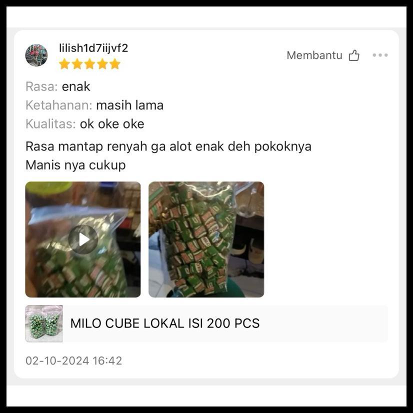 MIILO CANDY CUBE ISI 200 PERMEN MILO