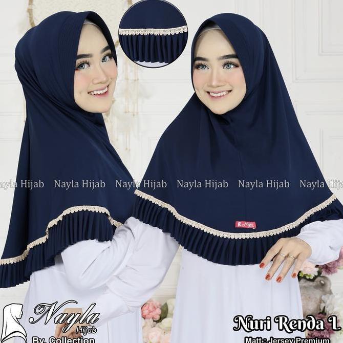 Promo Jilbab Instan Nuri Renda L Hijab Bergo Jersey Premium Nayla Hija'B Cod