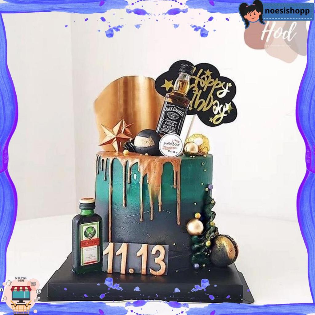 New Produk Topper Miniatur Botol Bir Whiskey Heineken Vodka Roko Untuk Hiasan Kue Dekorasi Meja Beer