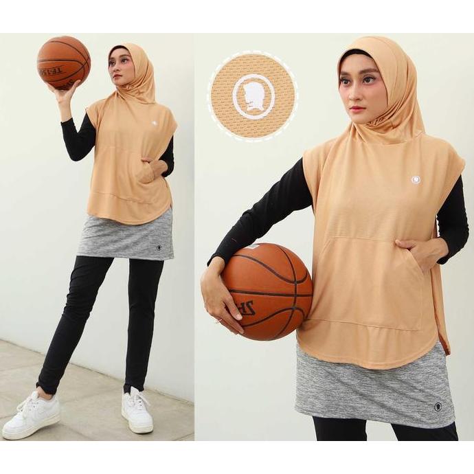 Promo Long Vest Rompi Panjang Muslim Polos Sport Olahraga Wanita Untuk Padel Bersepeda Lari Senam 9-