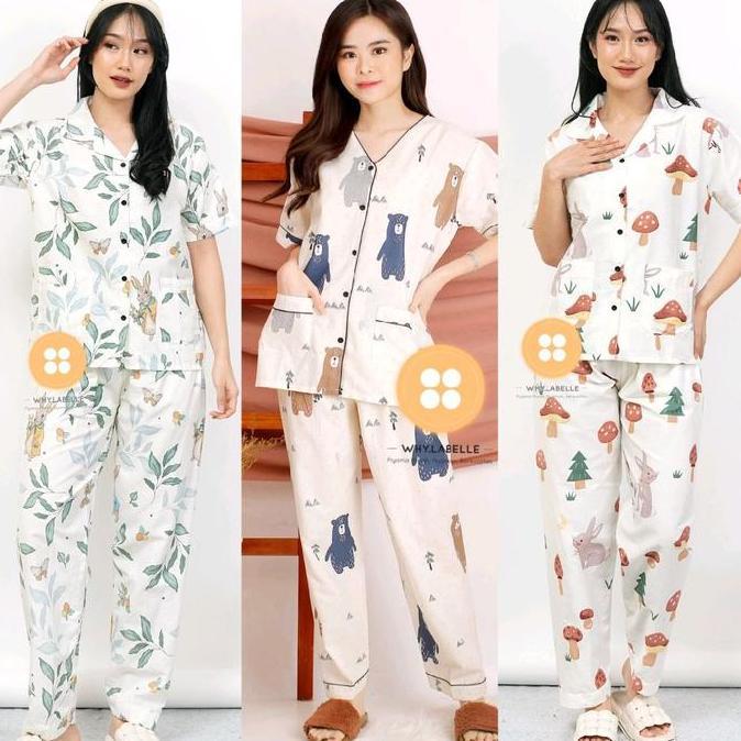 baju tidur wanita/piyama wanita katun celana panjang