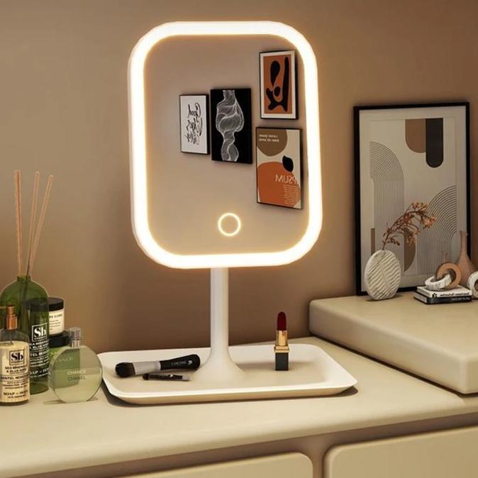Cermin LED 3 Warna 14500 Lithium Lampu Kaca Cermin Kaca Konten Estetik Kaca Kotak Kaca Makeup MUA Tr