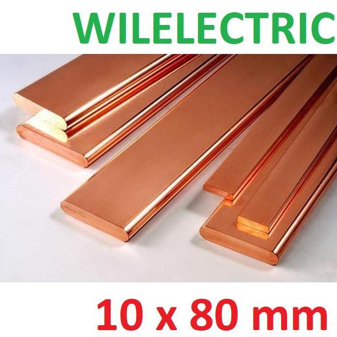 Promo Busbar / plat / rail copper import 10 x 80 10x80 mm asli tembaga 4 m Diskon