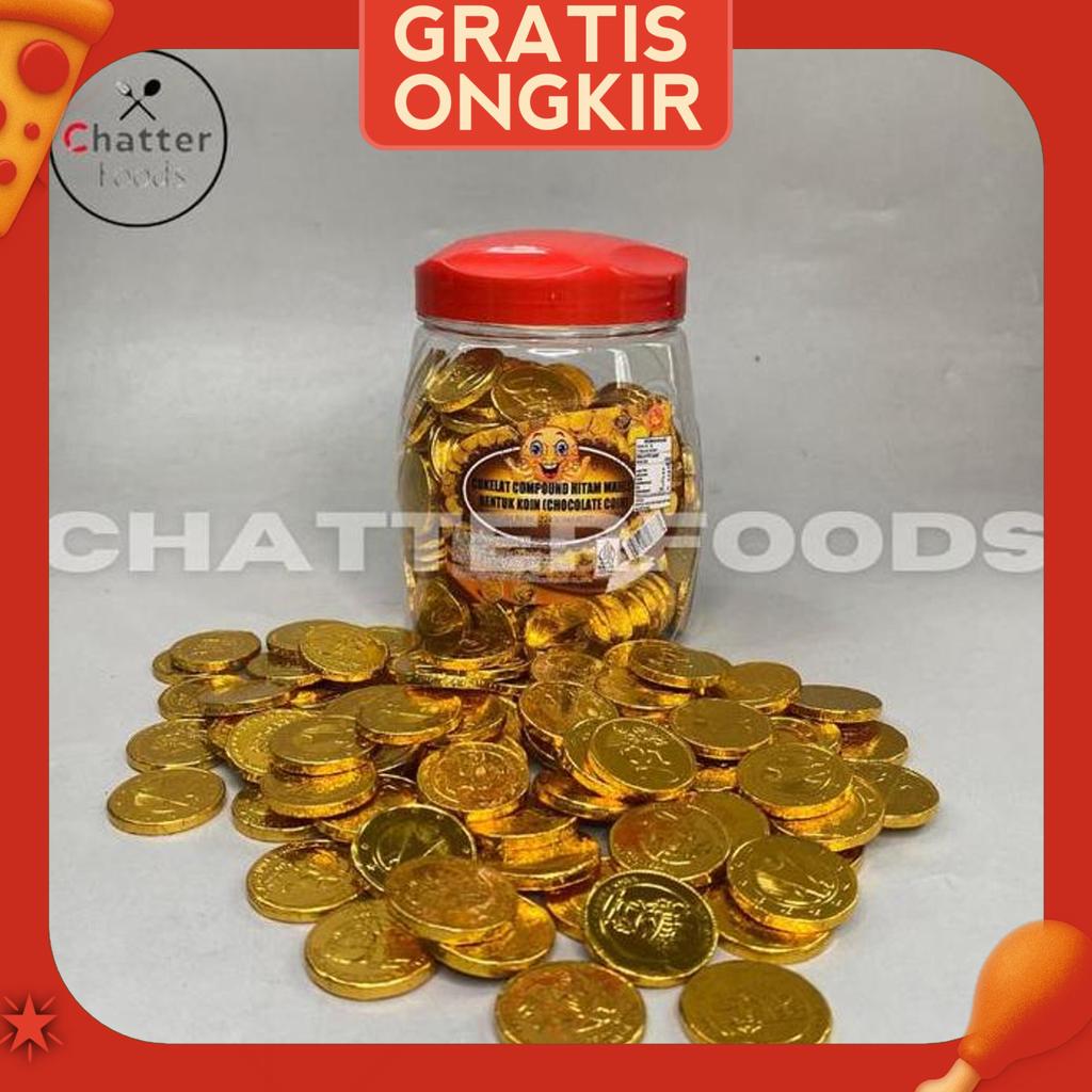 Coklat Koin Emas Kecil Isi 180/ Coklat Koin Euro Kemasan Toples/ Coklat Bentuk Koin Emas 500Gr