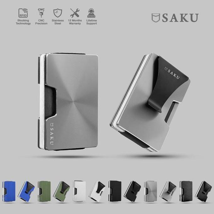 Vindasime12 - SAKU Dompet Kartu Pria RFID Smart Wallet Card Holder Mini Metal - GREY | SAKU Dompet K