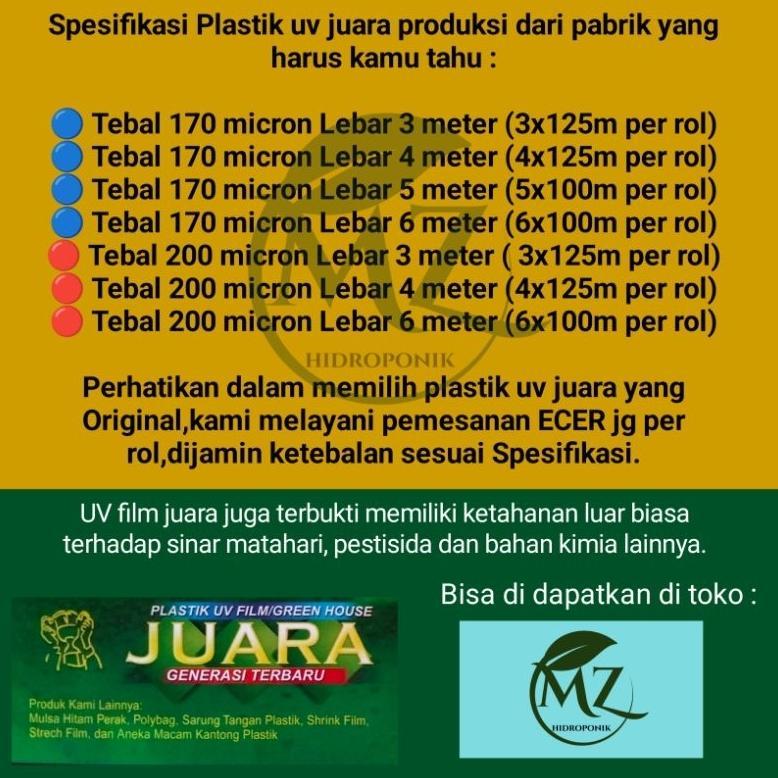 Bisa Cod Plastik Uv 14% Uv Juara  Tebal 200 Micron Lebar 4 Meter 