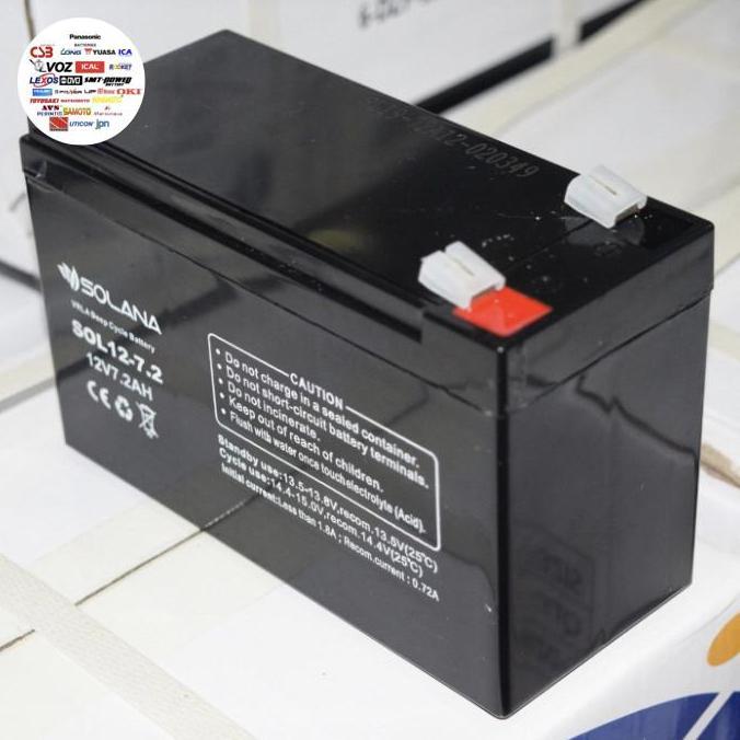 Accu aki baterai kering SOLANA SOL 12-7.2 12V 7.2Ah 7Ah Aki Ups dll Murah