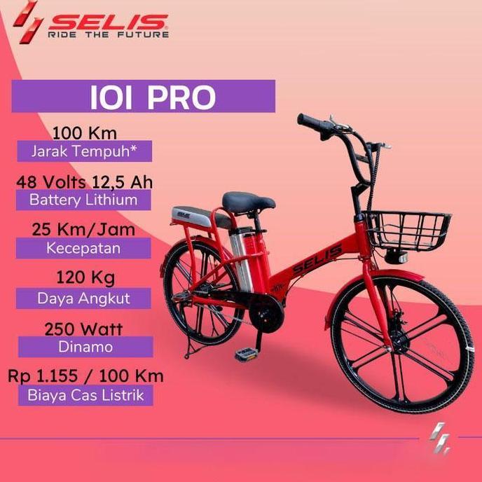 Sepeda listrik Selis tipe IOI Pro Electic Bike Ebike 48V 12,5AH - Black