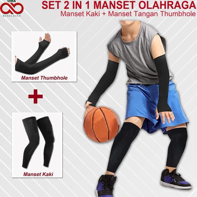 Paket Hemat Manset Kaki Olahraga Pria - Deker Lengan Tangan Panjang