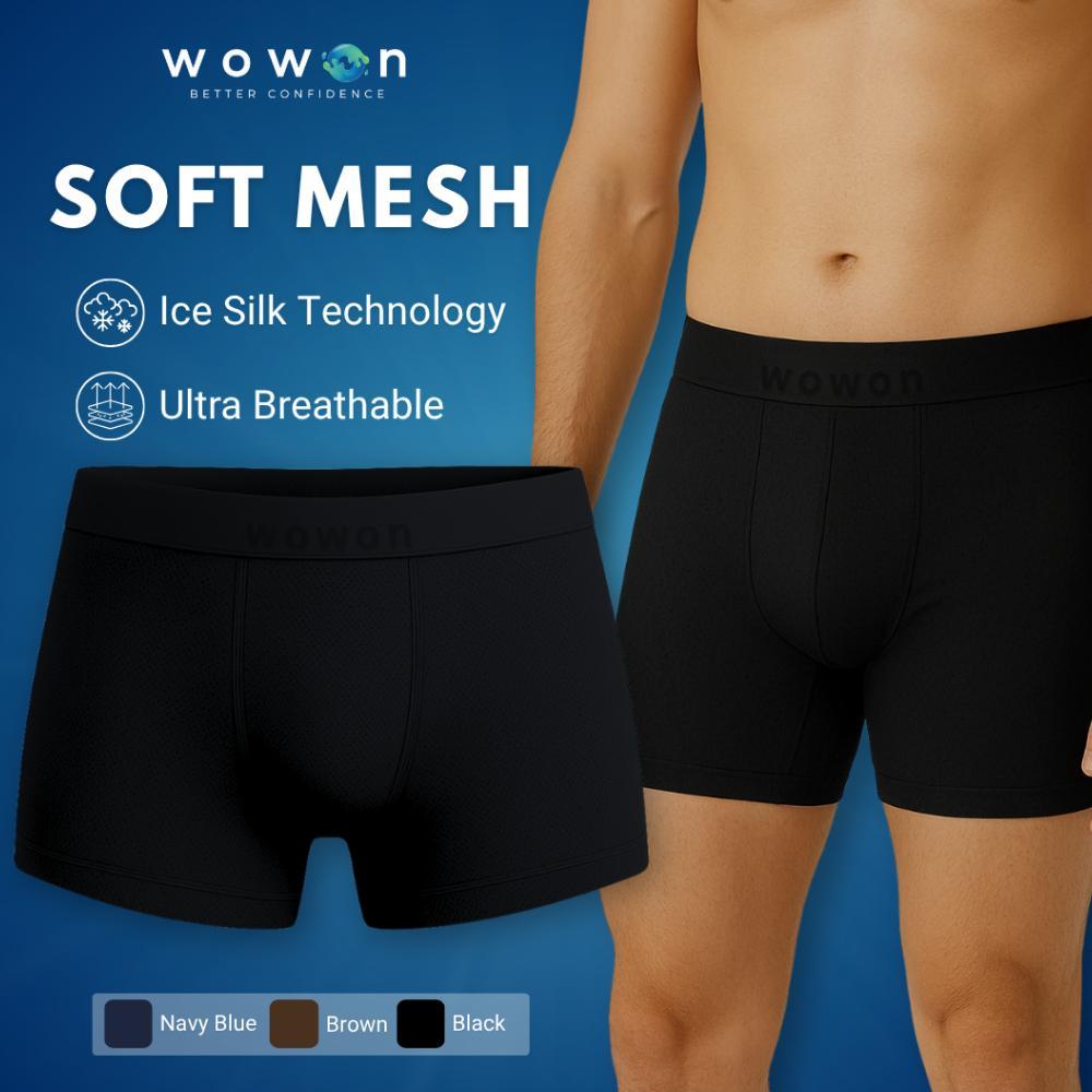 Wowon Men Boxer - 3 Pcs - Celana Dalam Pria - Soft Mesh Boxer