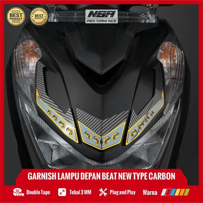 Nsa Garnish Lampu Depan Beat Deluxe New 2020 Beat Deluxe New 2022 Aksesoris Cover Front Shield Gold 