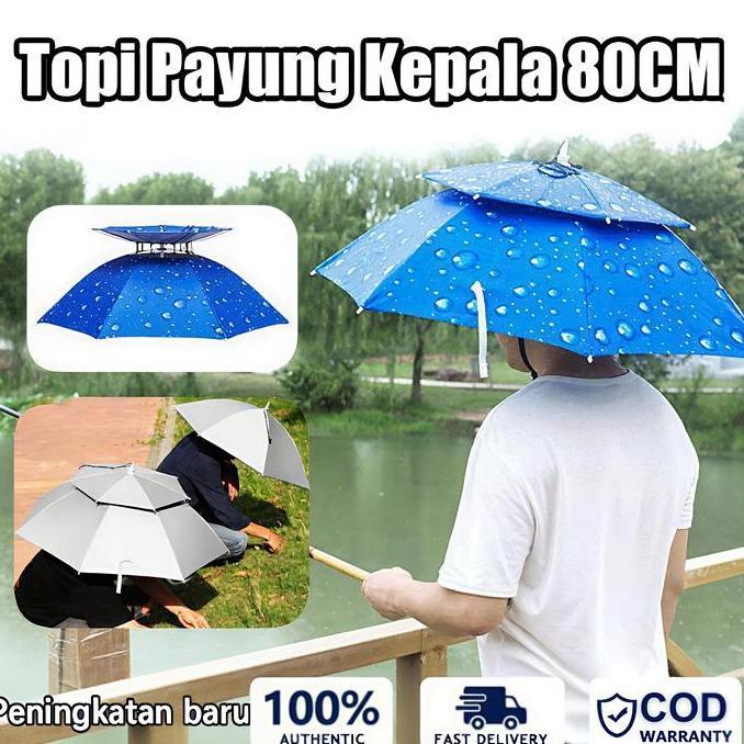Topi Payung Dewasa Anti Hujan & UV Outdoor