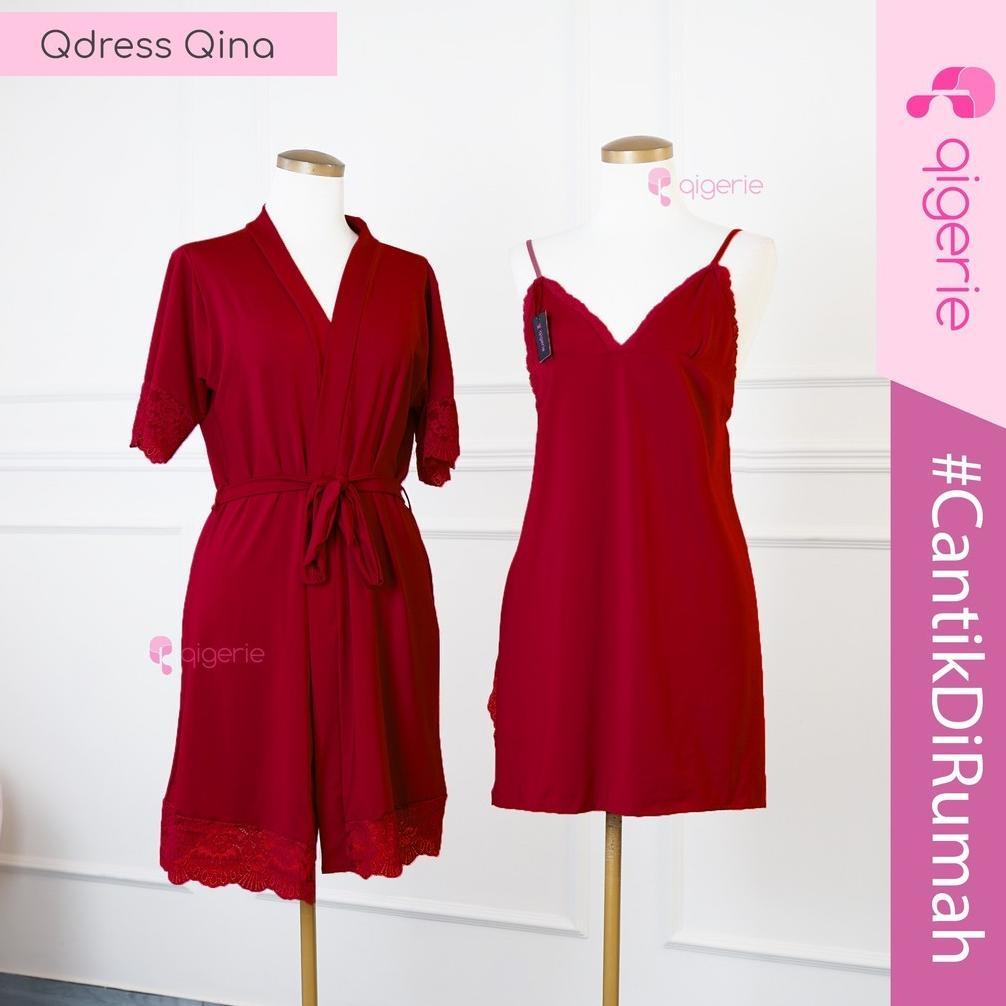QIGERIE QINA | Baju Tidur Sexy Kimono |  One Set Kimono Lingerie | Daster Kekinian