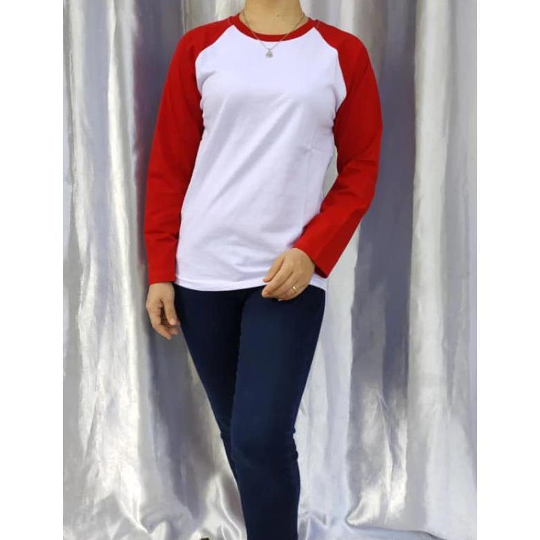 Gerai Moeda - Kaos Raglan Merah Putih// Kaos Merah Putih 17 Agustus Kaos Pria Wanita Polos // Kaos H