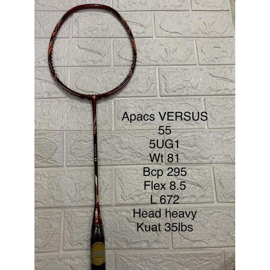 Raket Badminton APACS VERSUS 55 grip 5UG1 +senar kuat 35LBS ORIGINAL Terlaris