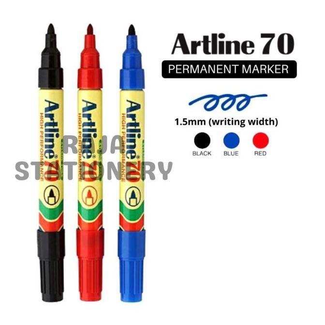 Artline Permanent Marker Black Blue Red 70 Spidol Permanen Hitam Biru Merah Art Line 70 Tidak Bisa D