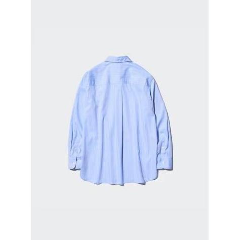 Wanita Kemeja Panjang Katun Garis Lengan Panjang JASTIP UNIQLO SALE