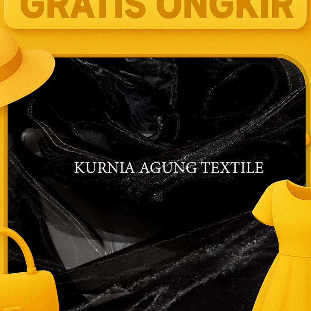 Kain Warna Hitam Polos Satin England Soft Tile Brokat Glitter Organza Organdi Kain Tile Glitter Muti