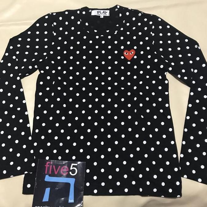 Cdg play black polkadot long sleeve ladies tee