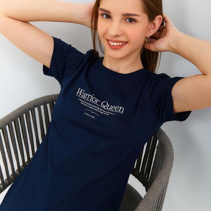 C2 Nishin Navy T-Shirt Wanita