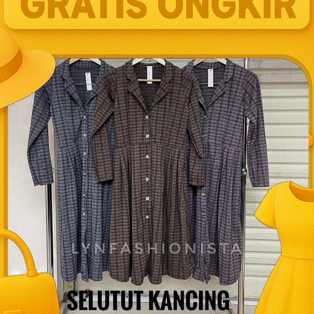 Long Cardigan Fashion Muslimah Motif Tartan Premium Tebal/Izora