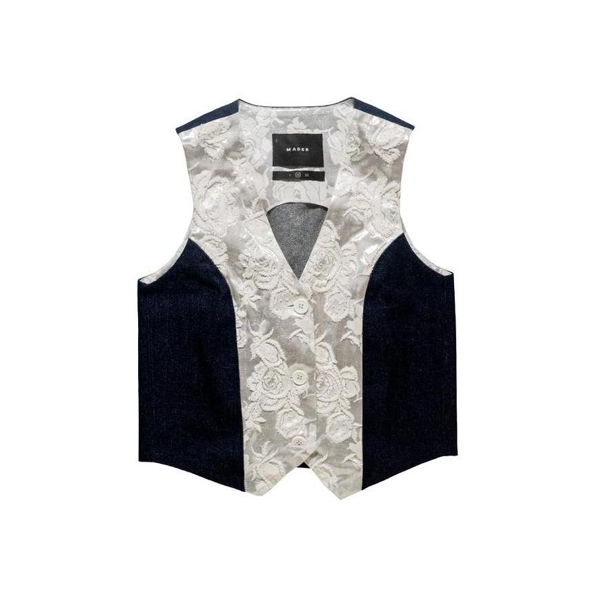 Denim Vest with Jacquard Beads