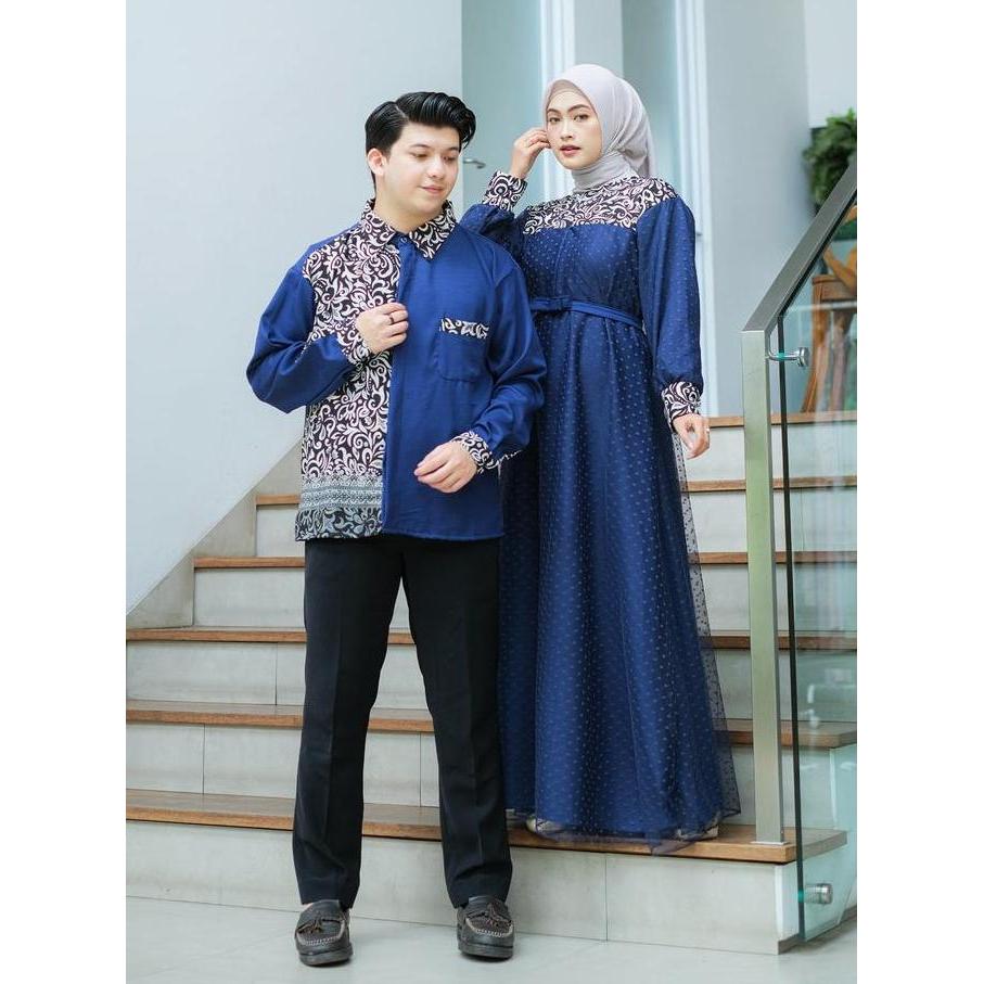 Faizal Batik Couple muslim kemeja L/XL Gamis BUSUI M/L baju pasangan muslim bahan shakila kombinasi 
