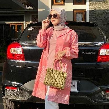 BATIK TRUSMI Atasan Wanita Outer Batik Panjang Pink IKN