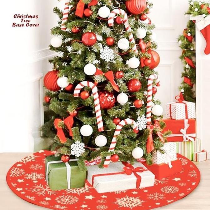 Alas tatakan pohon natal diameter 120 cm christmas tree base cover red