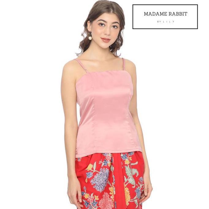 Kamisol Tank Top Kebaya Madame Rabbit Satin Pink Jahit Butik Rapi Wanita Atasan