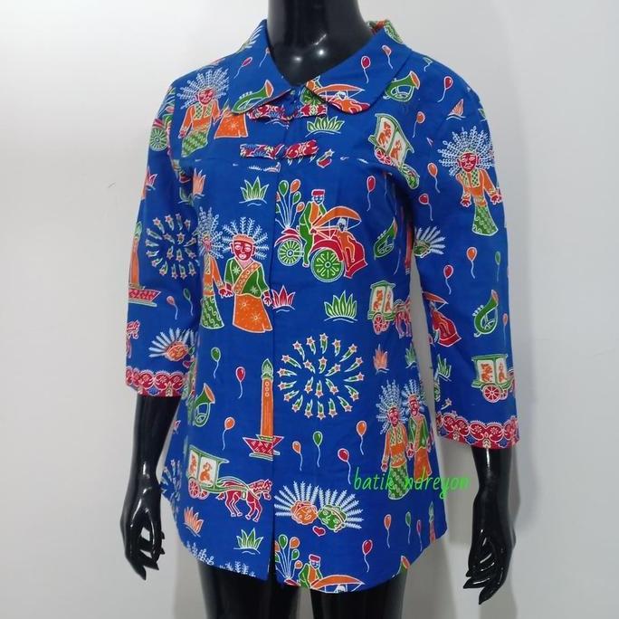 blouse batik betawi berkerah