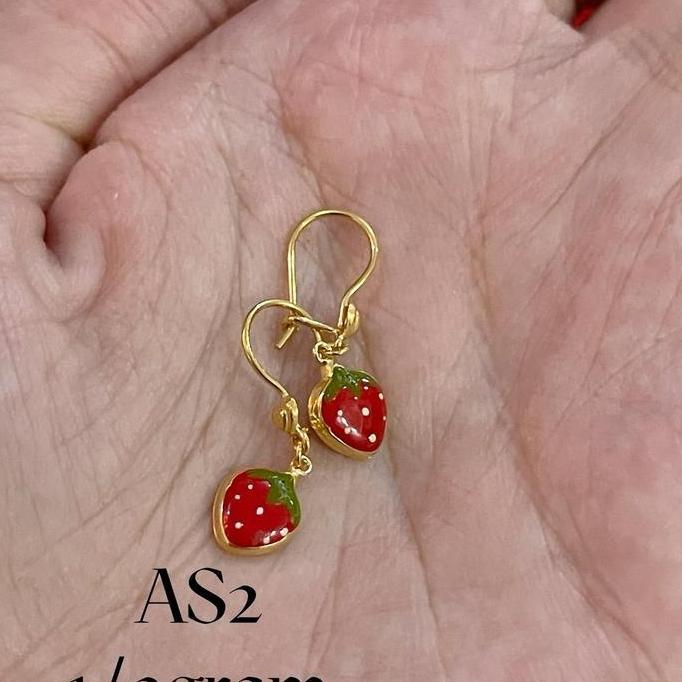 Anting anak setengah gram + anting anak strawberry kait