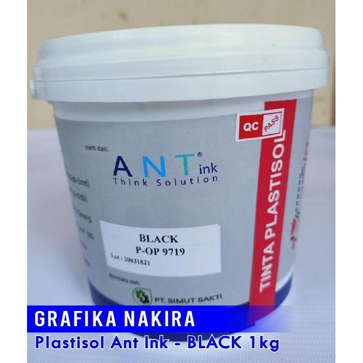 Tinta Sablon Kaos Plastisol ANT Ink / Cat Plastisol Black / Hitam 1 kg Promo Premium