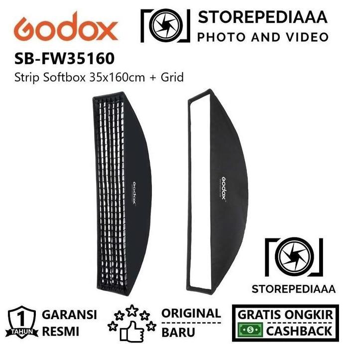 Godox SB-FW35160 Softbox with Grid 35x160cm Bowens Mount Rectangle SHA