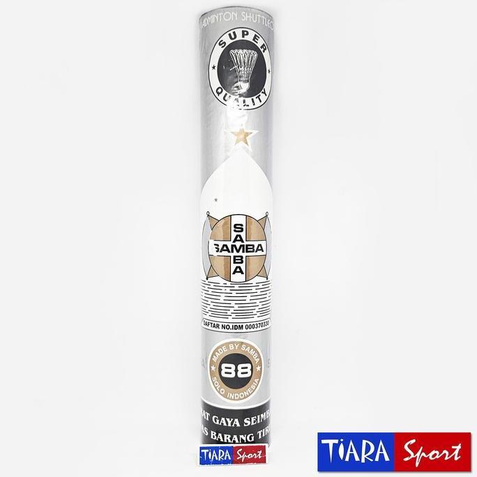 Shuttlecock SAMBA Slop isi 12 pcs - Hitam / Putih / Abu Silver / Kuning - Kok Bulu Ayam / Cock Tumpu