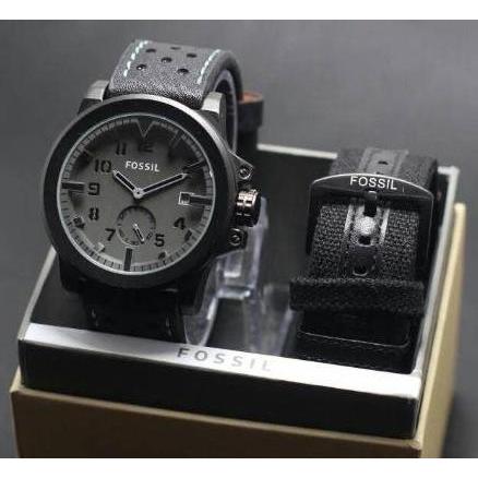 Putrowayahseller - Fossil Super Premium Jam Tangan Pria Paket Free Tali Kulit Cadangan