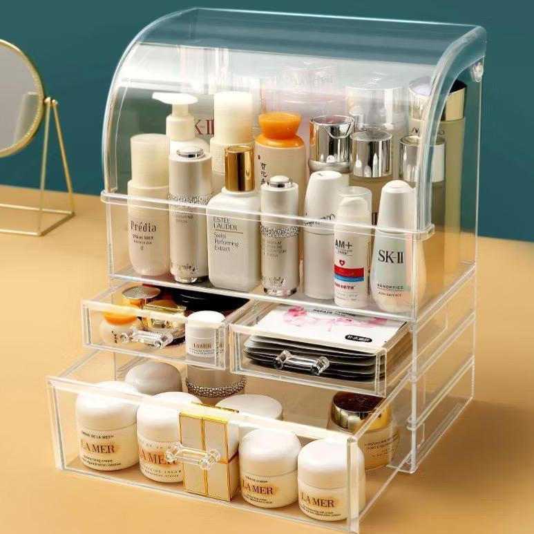 Rak Kosmetik Dengan Laci Anti Debu Tempat Make Up Skincare Rak Akrilik Multifungsi / Tempat Penyimpa