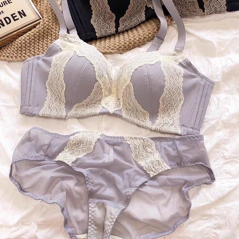 Ophelia Bra Set Push Up Setelan BH tanpa kawat dan Panties CD Renda Celana Dalam Lace Sexy Hot Senza