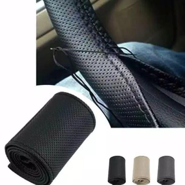 Cover Stir mobil / Sarung Stir Mobil Bahan Kulit dengan Benang Jahit
