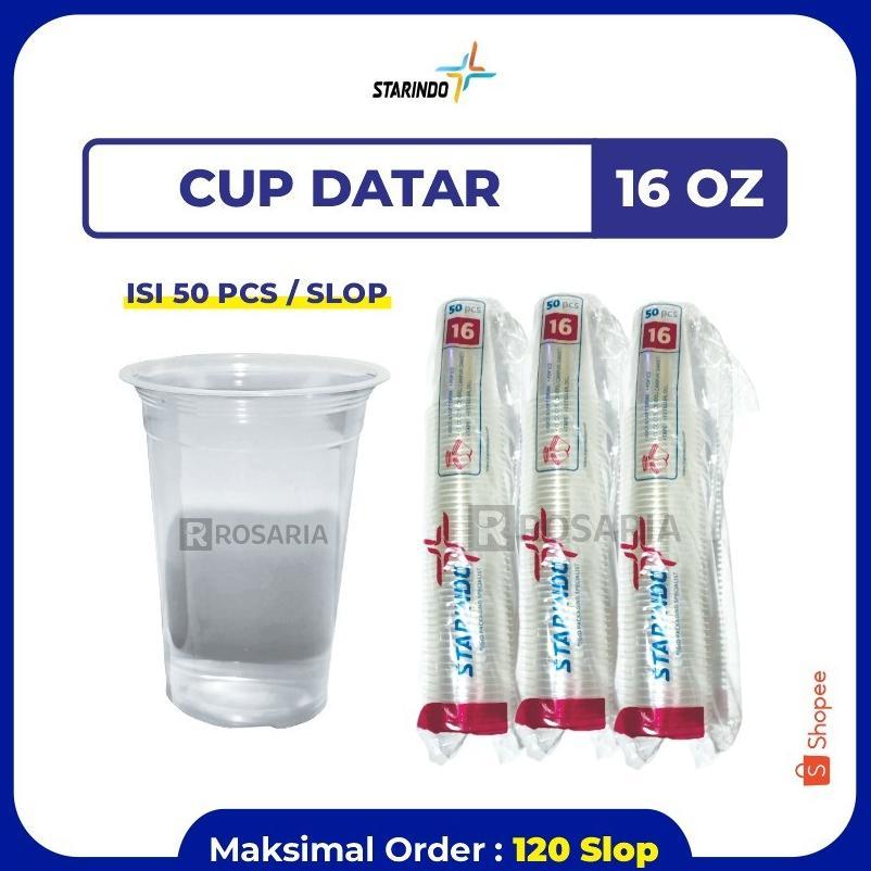 Cup Polos Datar 16 Oz Starindo 5 Gr Plastik Bening Gelas Minuman New Product