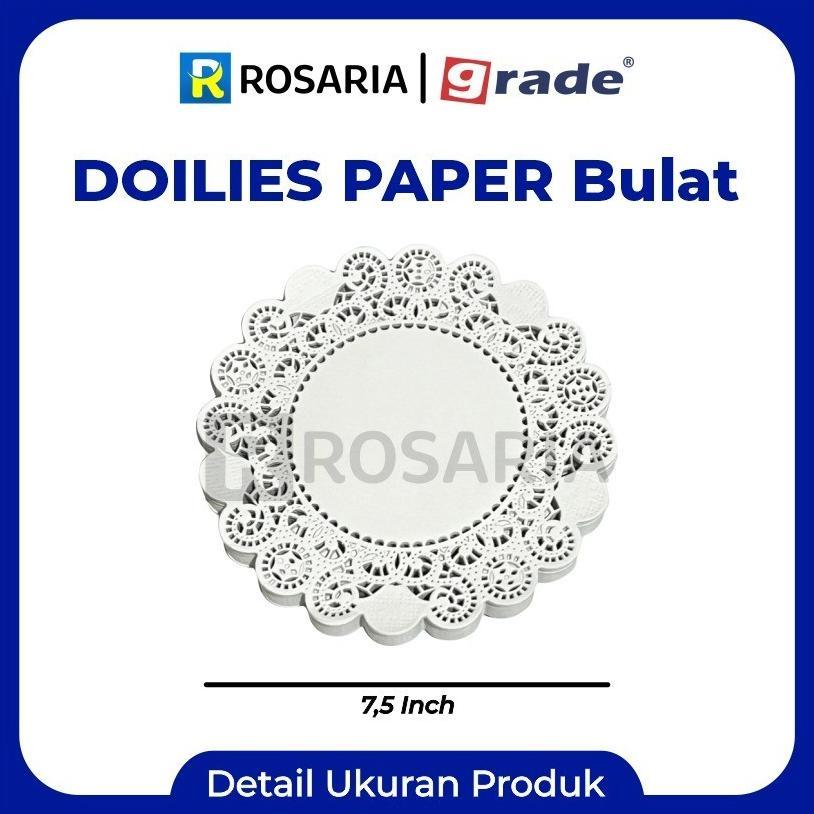 Doilies Paper 7,5 Grade Bulat Putih Alas Isi 250 Pcs Kertas Renda Tatakan Kue Doyleys Stok